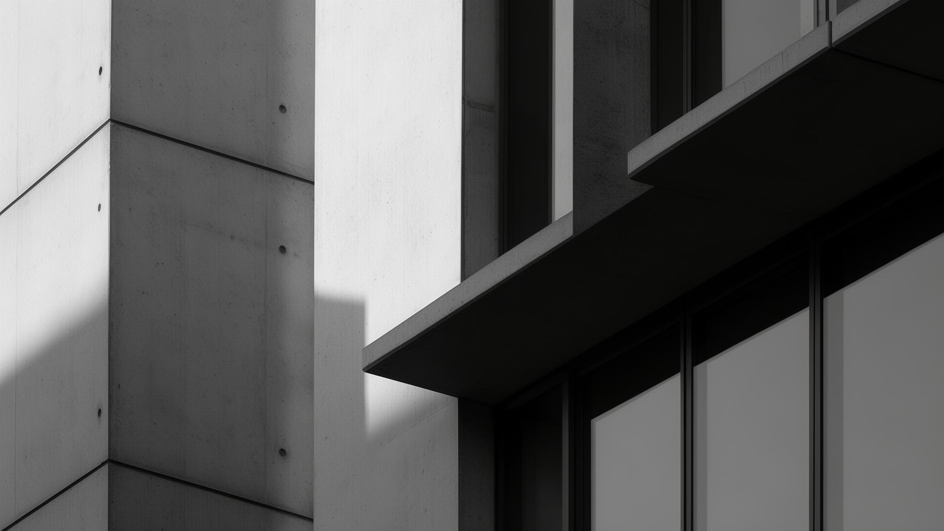 Architektonische Fassade aus Beton und Glas